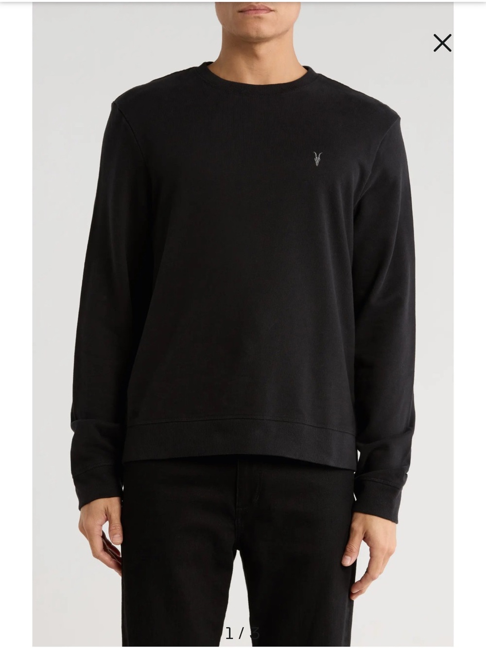 ALL SAINTS Black Aven Organic Cotton Crewneck Sweatshirt Size Large Textured